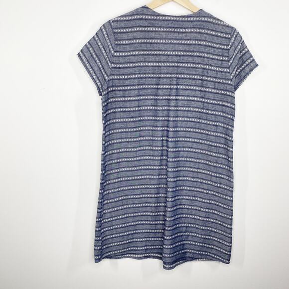 Umgee Shirt Mini Dress Women Small Black Striped Aztec Cotton Blend Pockets - Picture 2 of 7